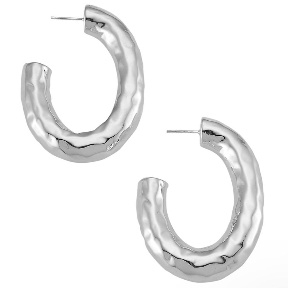 Ippolita 925 Classico Thick Hammered Oval Hoop Earring
